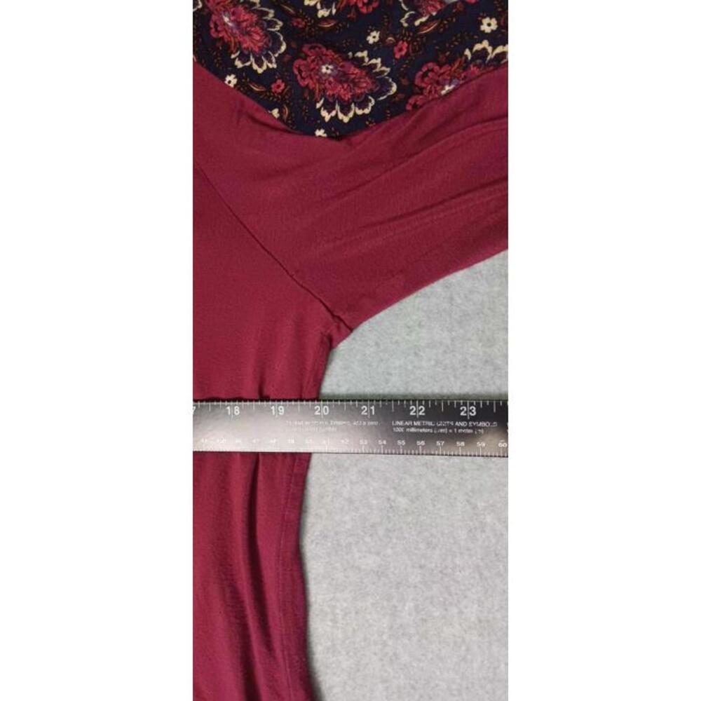 anthropologie fig and flower Blouse top Womens Size XL Maroon Patchwork Design - Picture 6 of 11